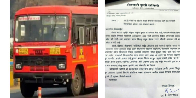 लहान विद्यार्थ्यांची गैरसोय टाळण्याकरीता हरेश्वरमार्गे बससेवेकरीता मार्ग मोकळा करावा; शेतकरी कृती समितीची निवेदनाद्वारे मागणी