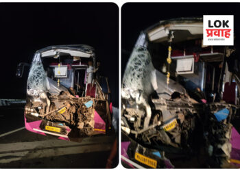 नीलगाय अचानक मध्ये आल्याने ट्रॕव्हल्सला अपघात