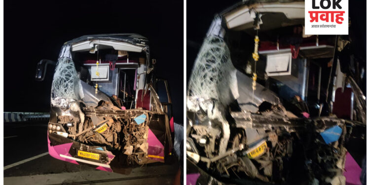 नीलगाय अचानक मध्ये आल्याने ट्रॕव्हल्सला अपघात