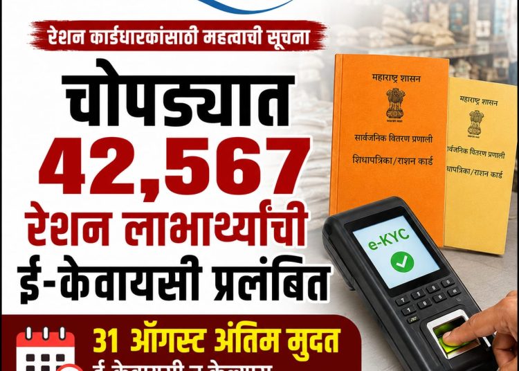 चोपड्यात ४२,५६७ रेशन लाभार्थ्यांची ई-केवायसी प्रलंबित